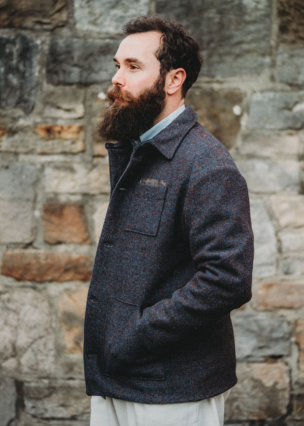 Harris Tweed jacket in storm purple.
