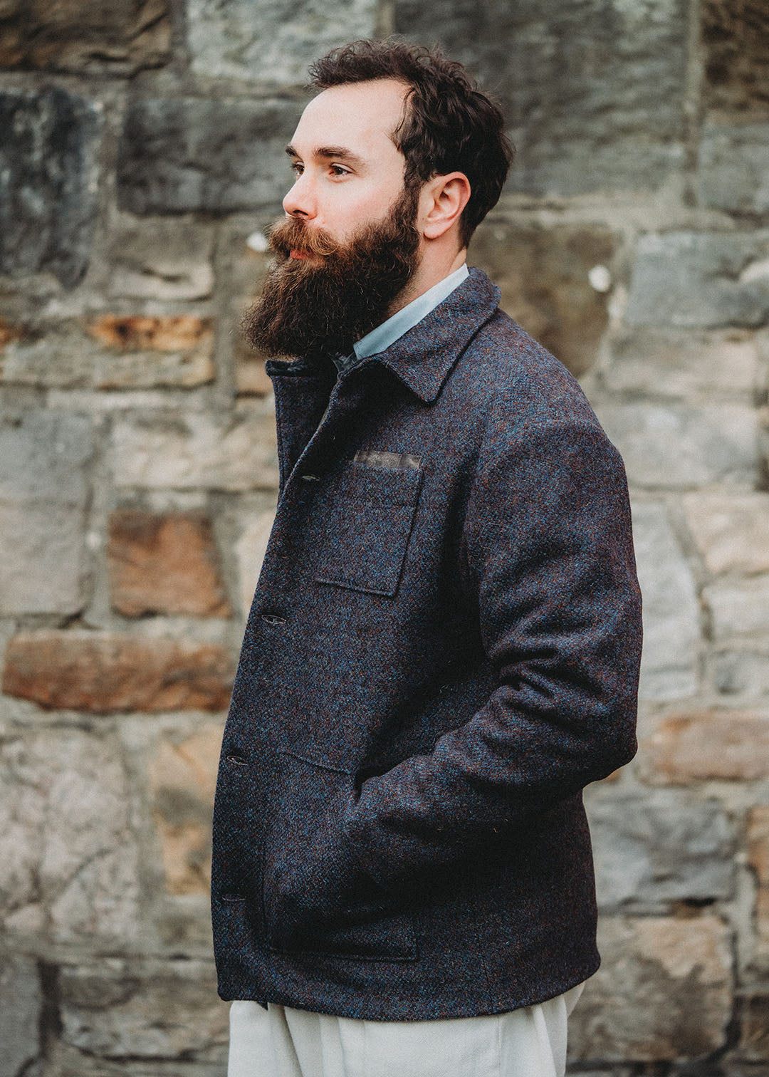 Harris Tweed jacket in storm purple.