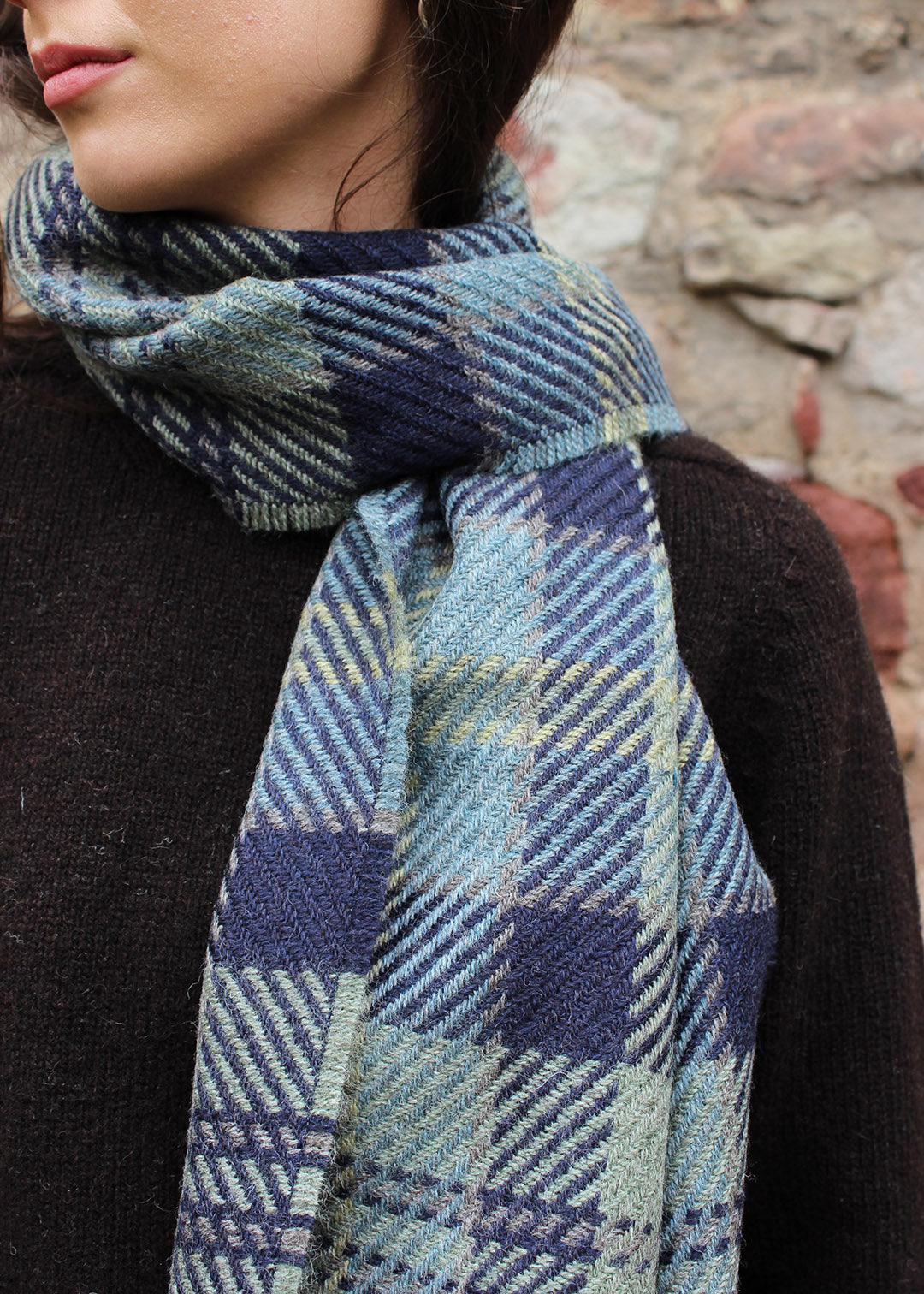British Wool Scarf Blue Check