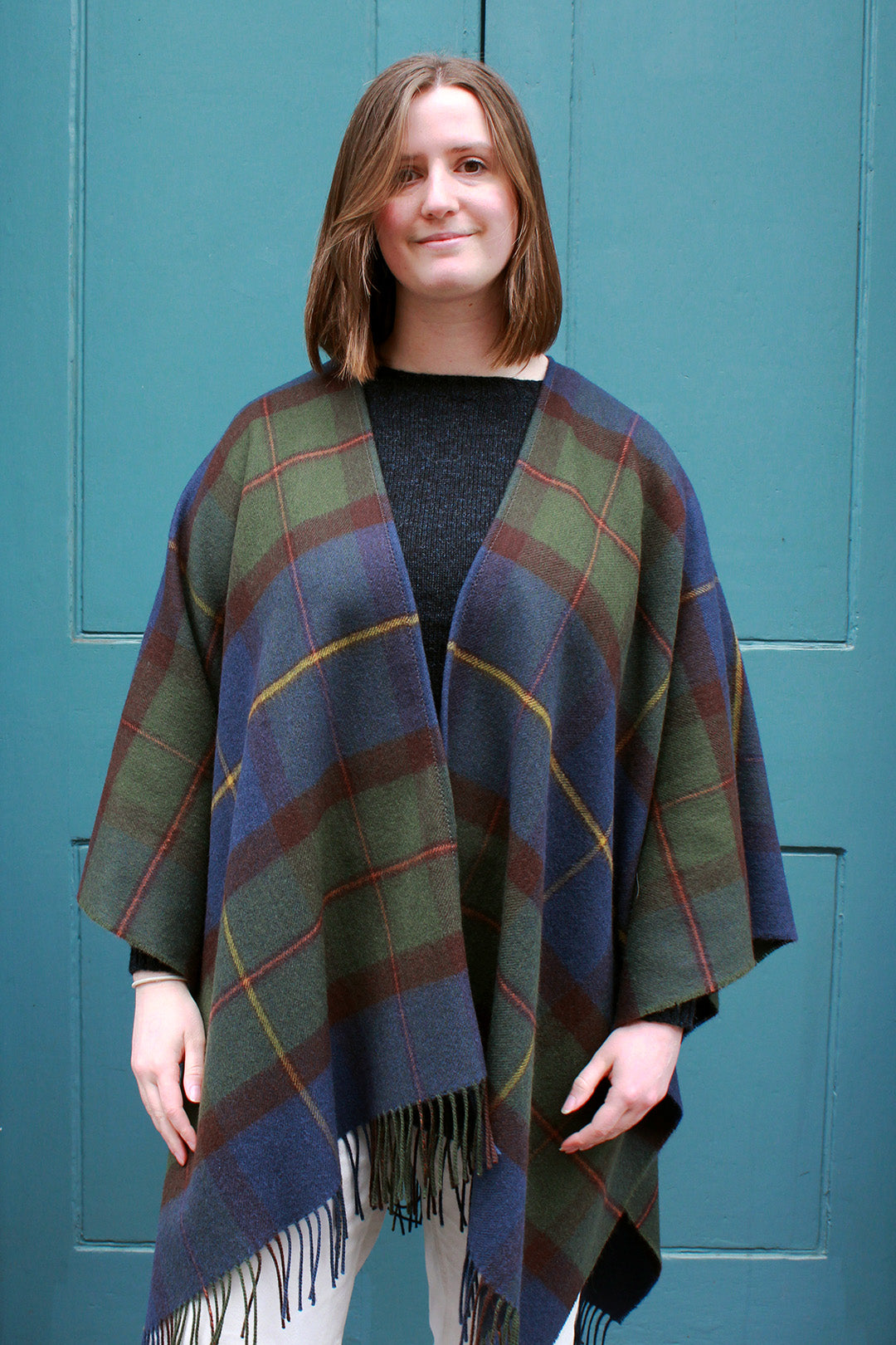 Macleod of Harris tartan serape woven in pure wool in Scottish Borders. Scottish Textiles Showcase.
