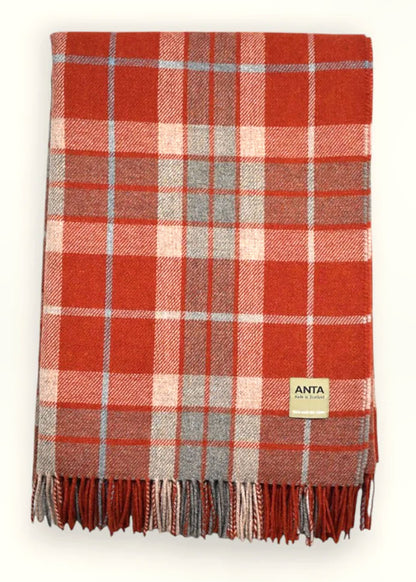 Mary Fraser Lambswool Checked Throw