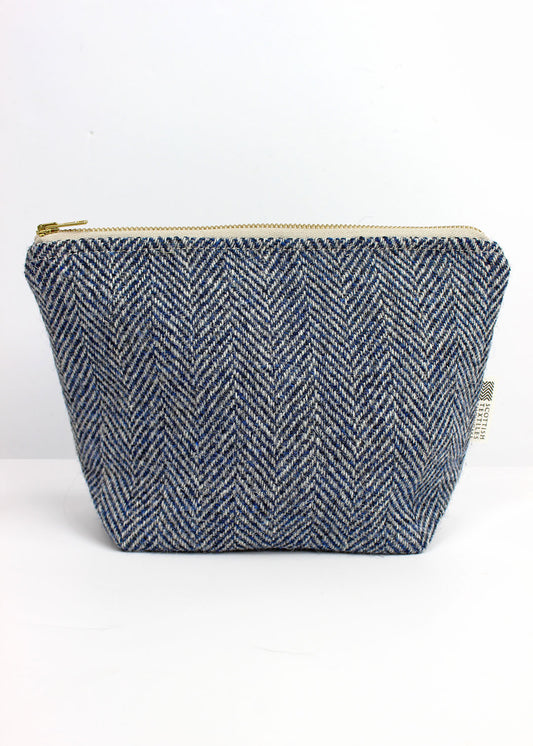 Navy Hebridean Tweed Zip Bag Medium