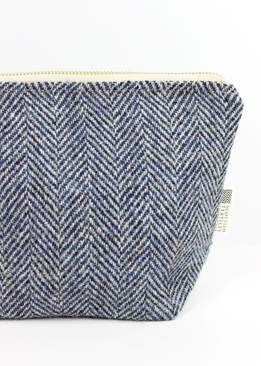 Navy Hebridean Tweed Zip Bag Medium