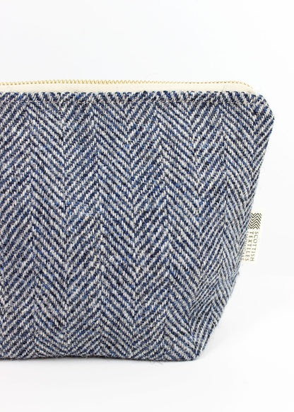 Navy Hebridean Tweed Zip Bag Medium