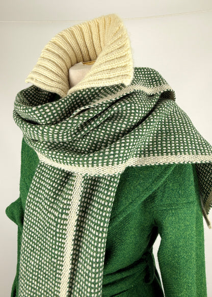 Green wool scarf made in Orkney