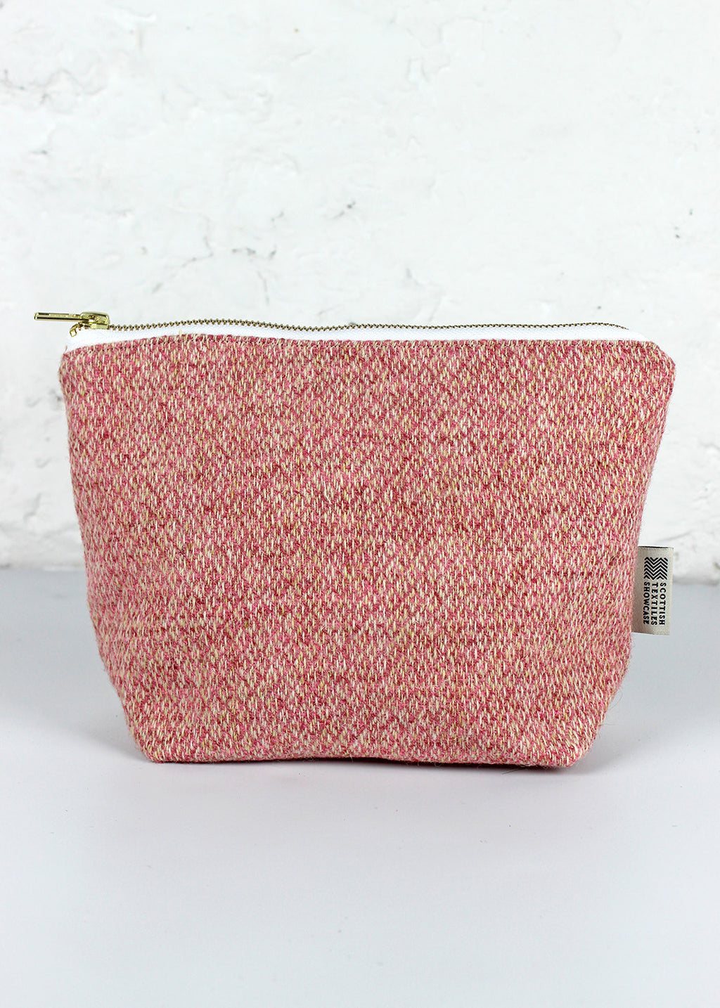 Pink Diamond Harris Tweed Zip Bag Large