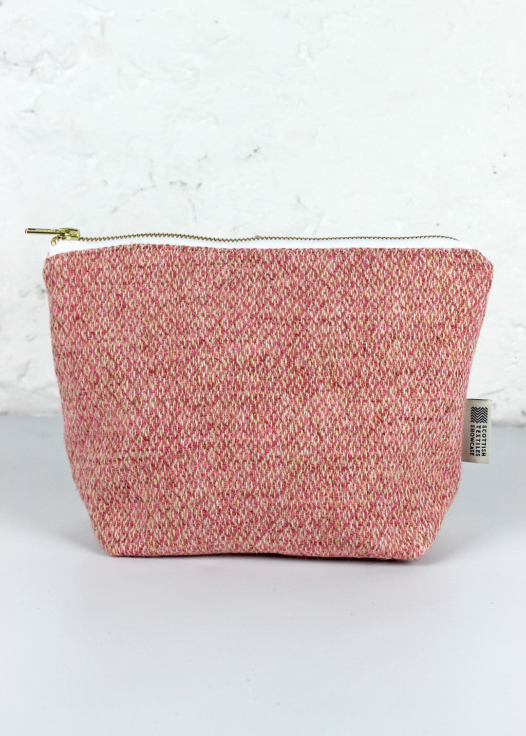 Pink Diamond Harris Tweed Zip Bag Large