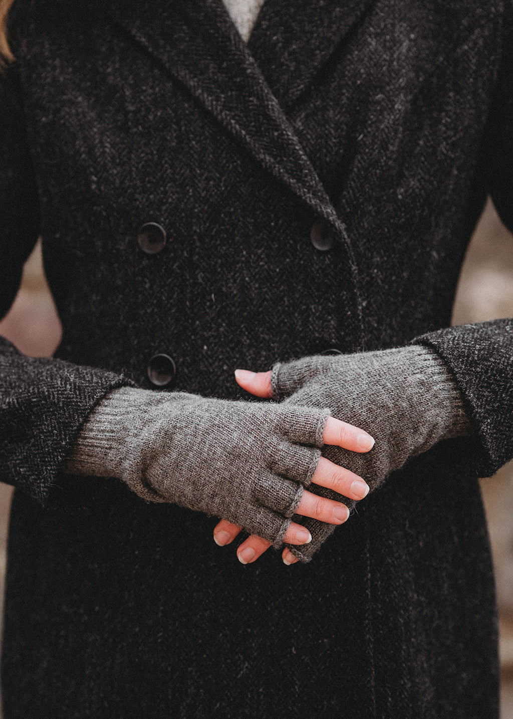Weir Fingerless Gloves Grey Marl