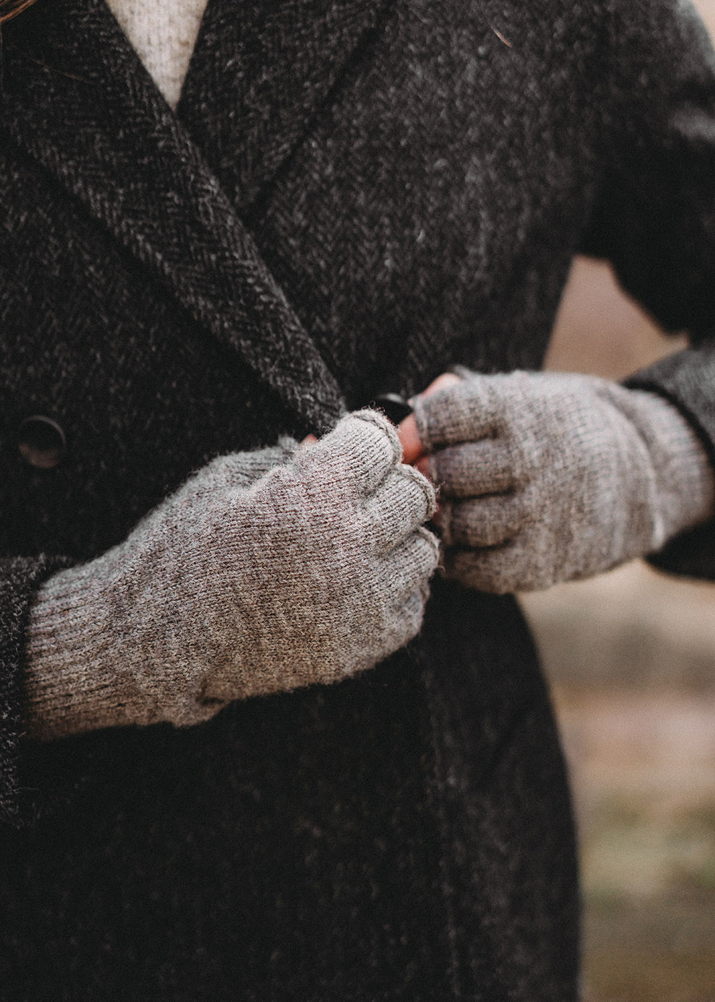 Weir Fingerless Gloves Grey Marl