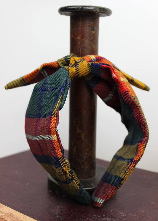 Tartan headband with bow. Scottish Textiles Showcase.