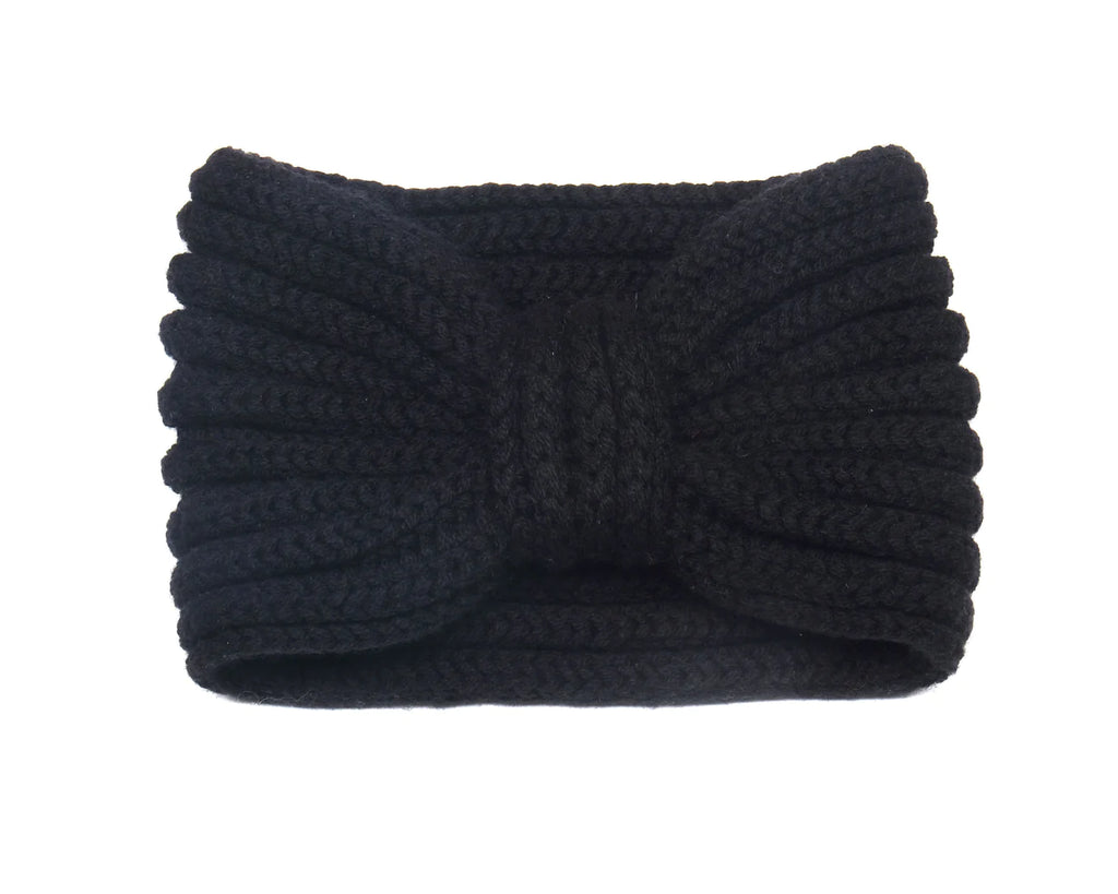 Rosie Sugden black cashmere ear warmer.