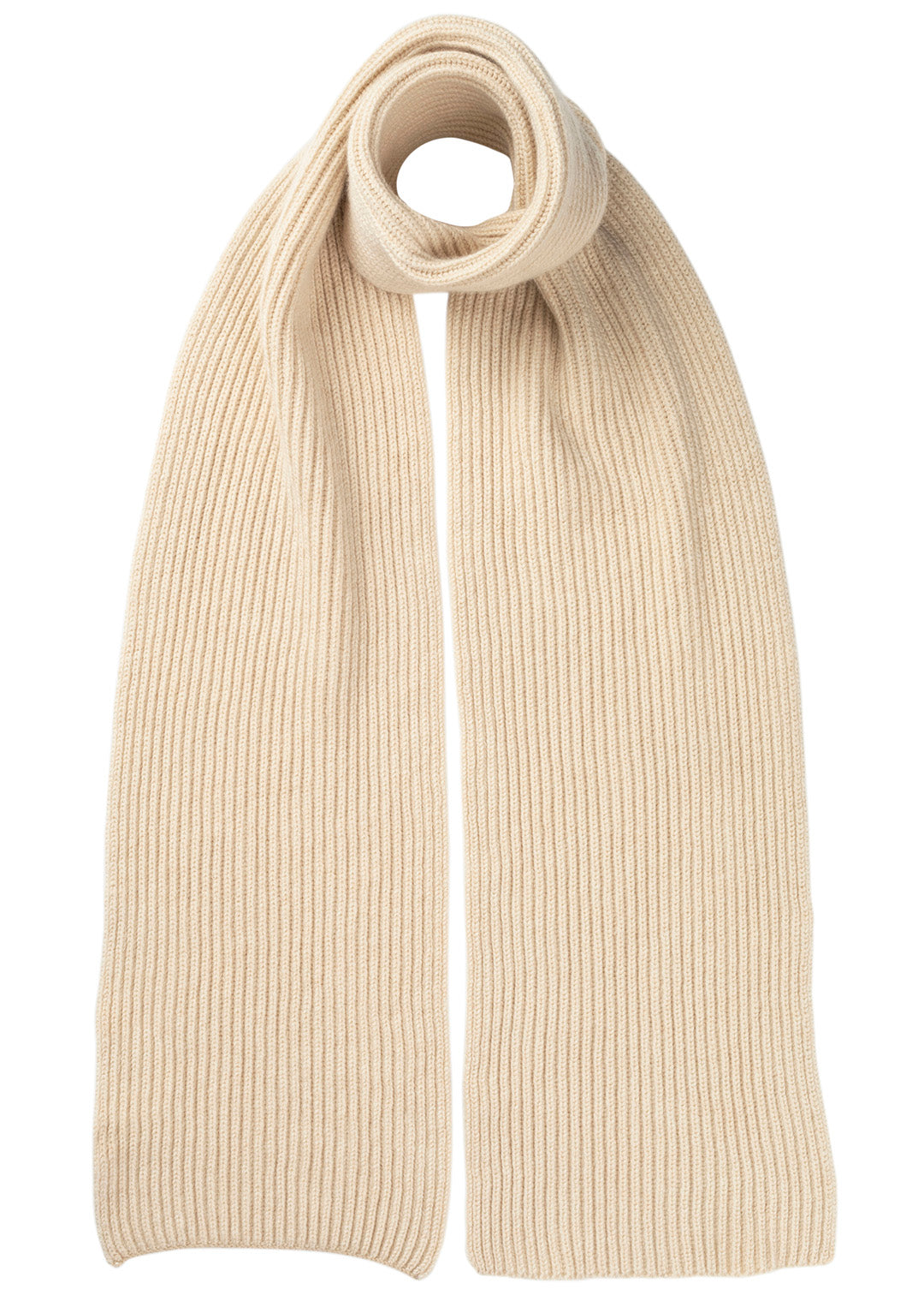 Ribbed cashmere scarf in Ivory. Scottish Textiles Showcase.