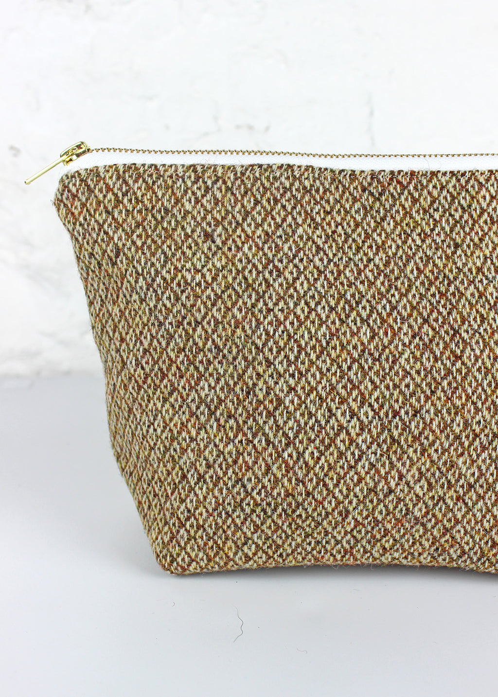 Rust Diamond Harris Tweed Zip Bag Large
