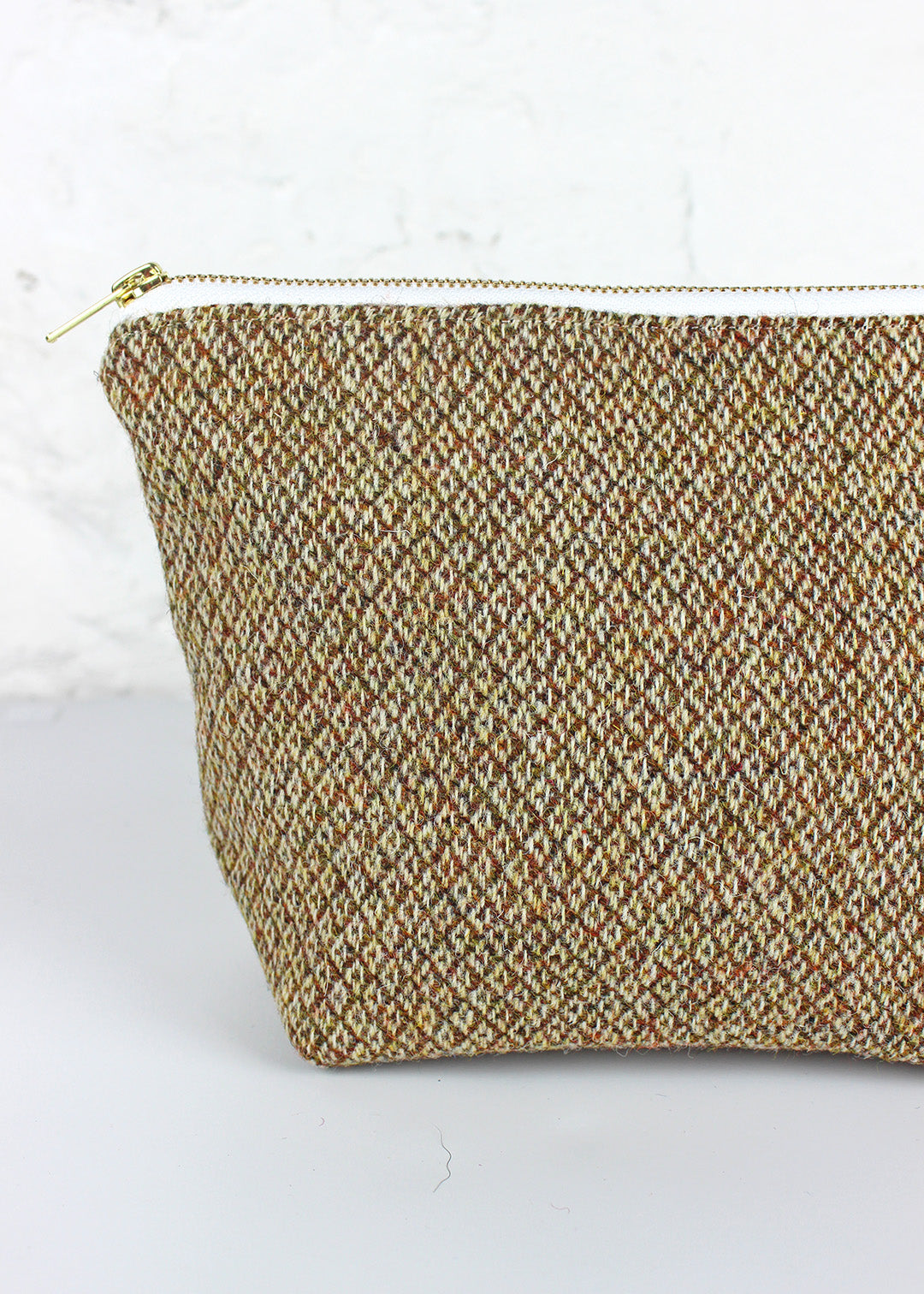 Rust Diamond Harris Tweed Zip Bag Large