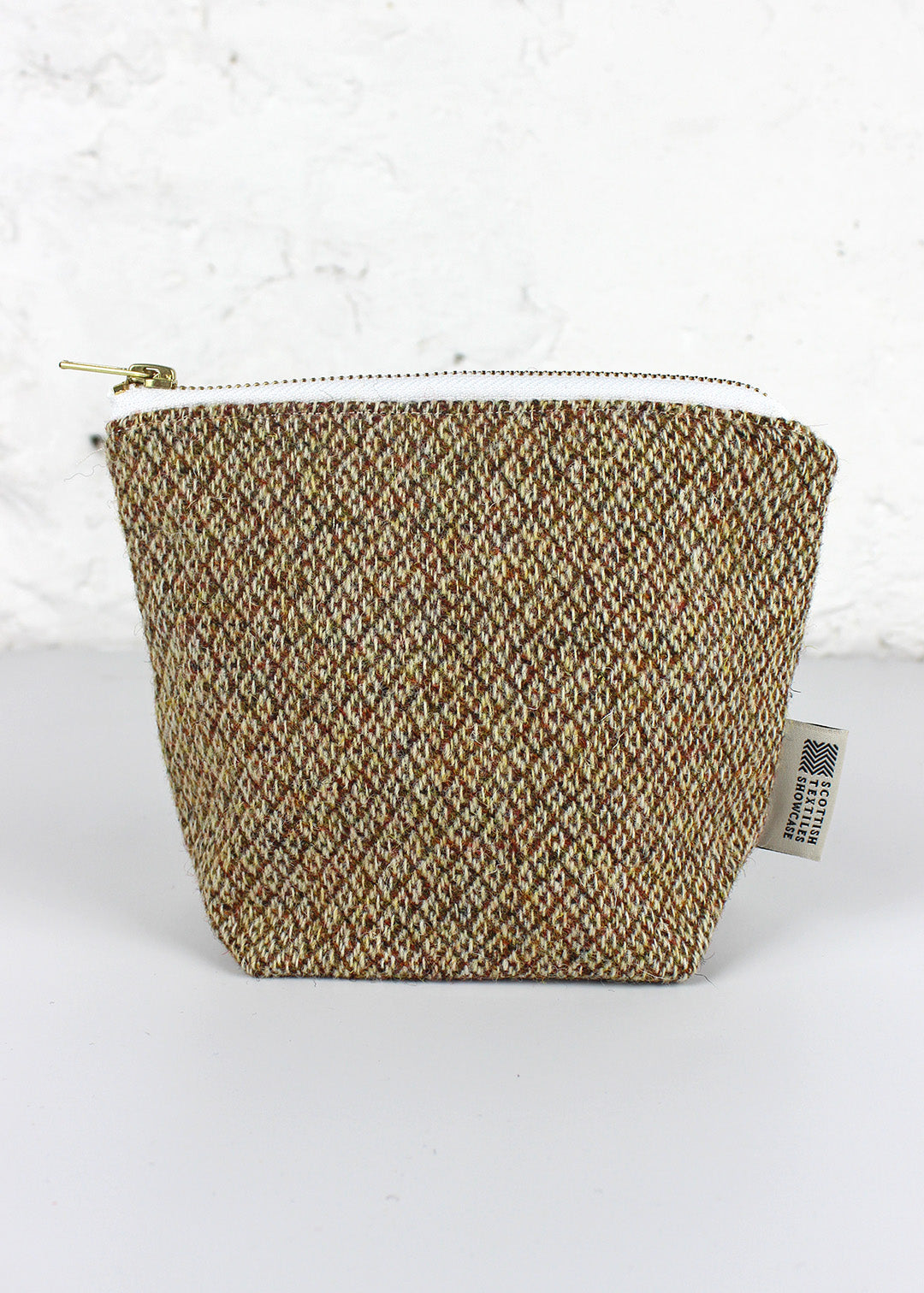 Rust Diamond Harris Tweed Zip Bag Small