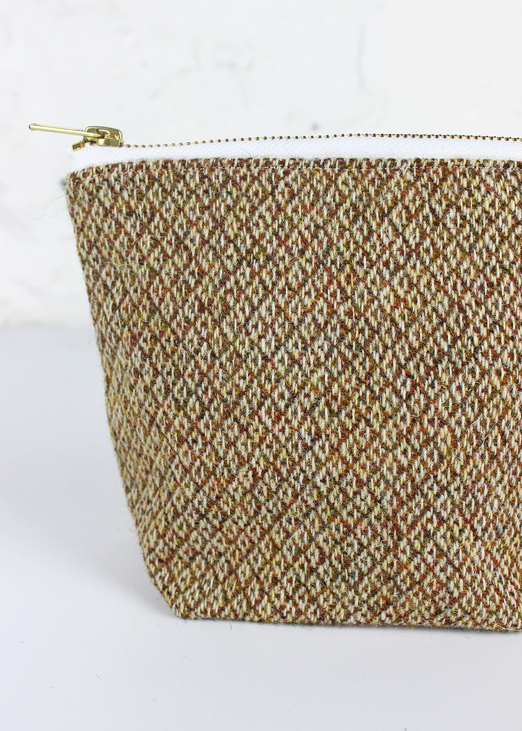 Rust Diamond Harris Tweed Zip Bag Small