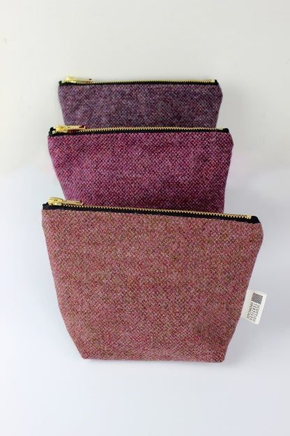 Tweed make-up bag in Berry, Rose and Heather.