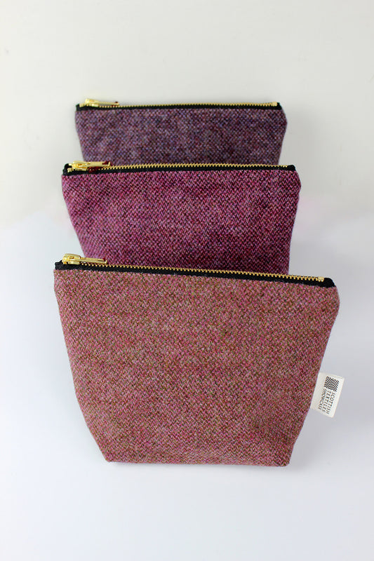 Tweed make-up bag in Berry, Rose and Heather.