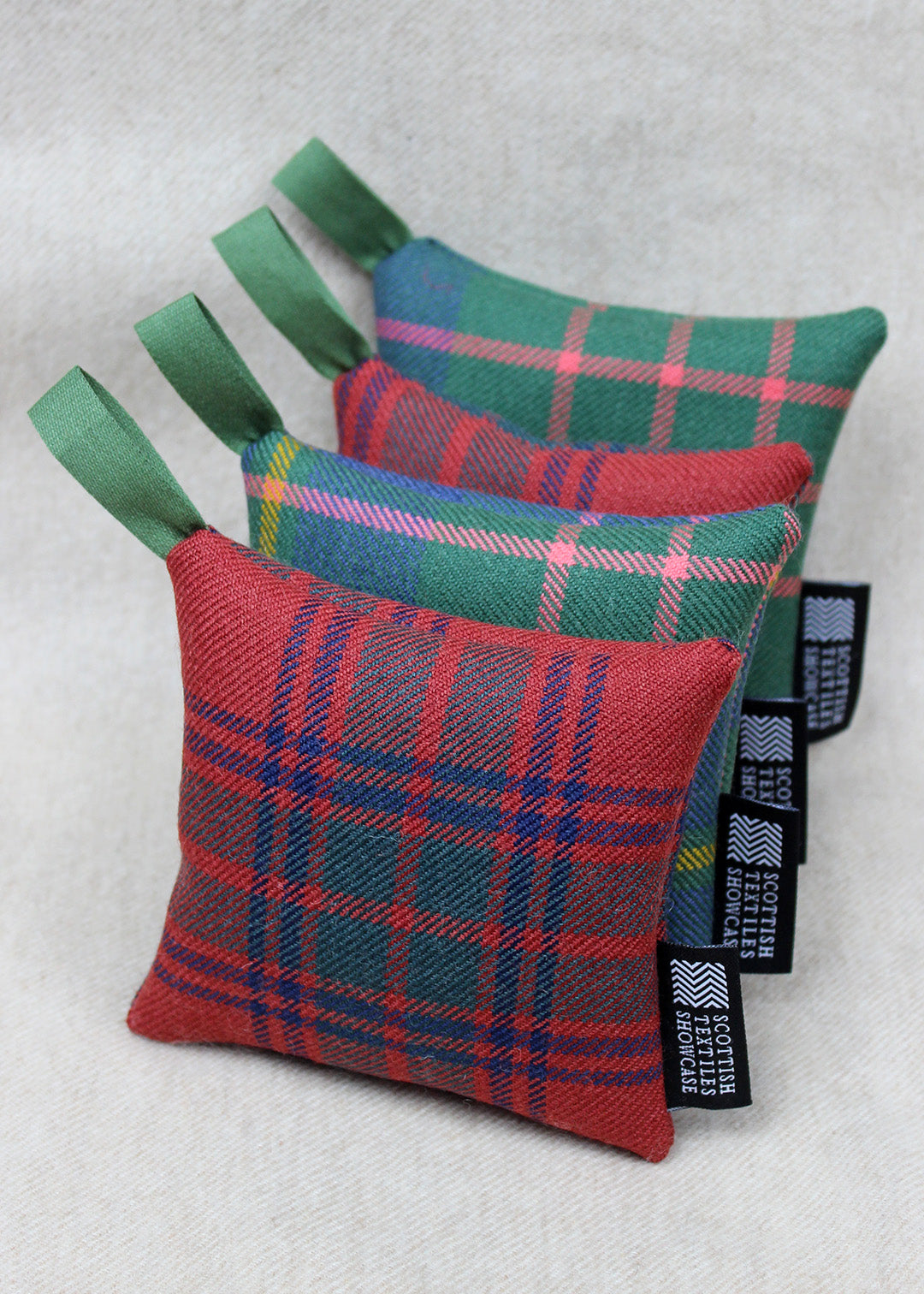 Lavender hangers made from Scottish tartan.