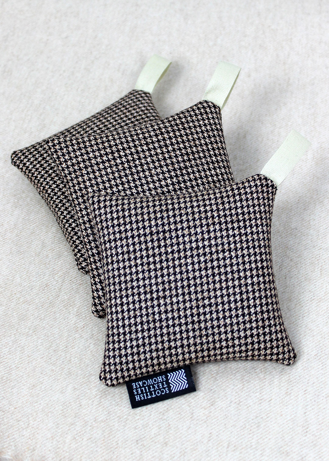 Lavender hangers made from Scottish tweed.