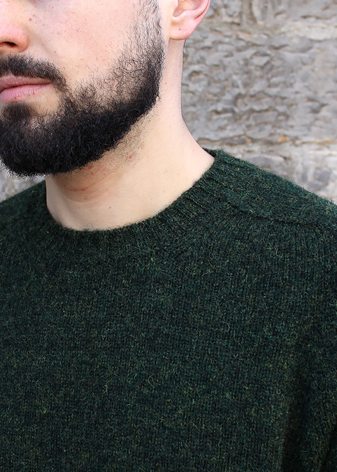  Shetland wool jumper in pine colourway. Scottish Textiles Showcase.