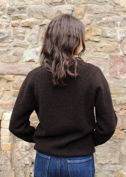 Shetland black jumper detail shown on model.