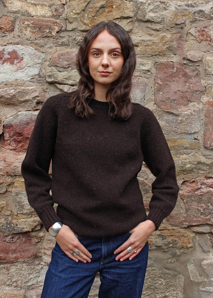 Shetland black jumper detail shown on model.