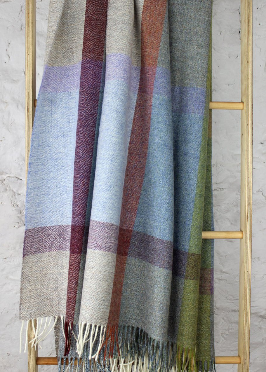 Wool throw with pastel check. Scottish Textiles Showcase.