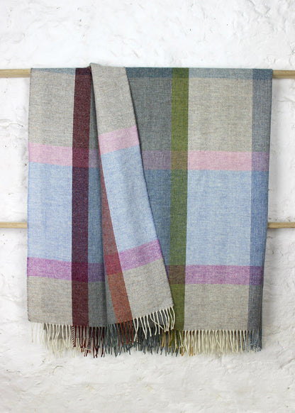 Wool throw with pastel check. Scottish Textiles Showcase.