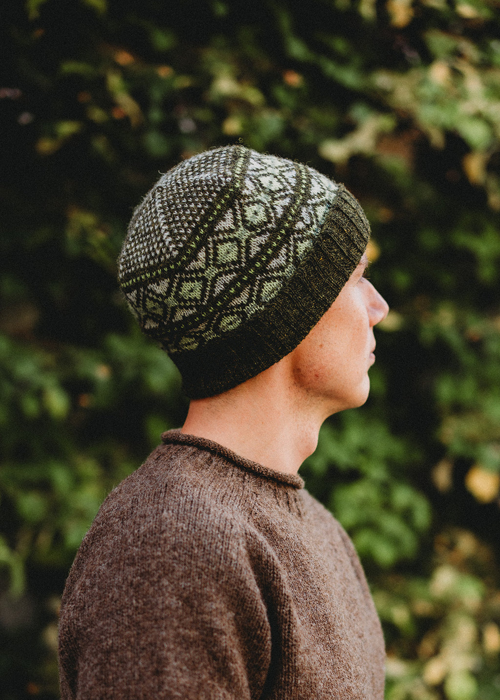 Shetland Fair Isle Beanie Green