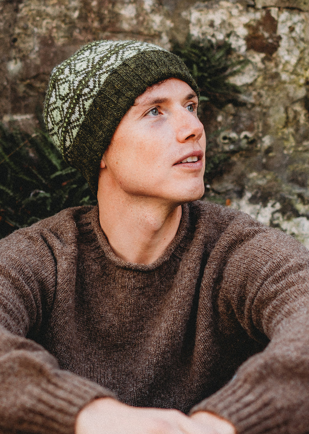 Shetland Fair Isle Beanie Green