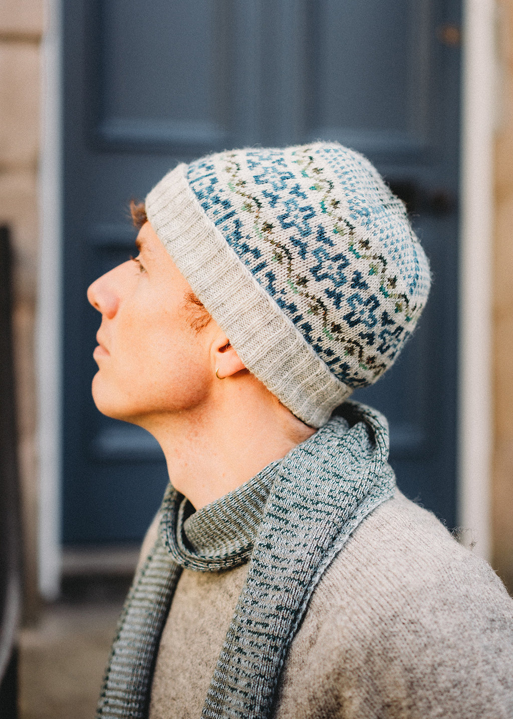 Shetland Fair Isle Beanie Grey