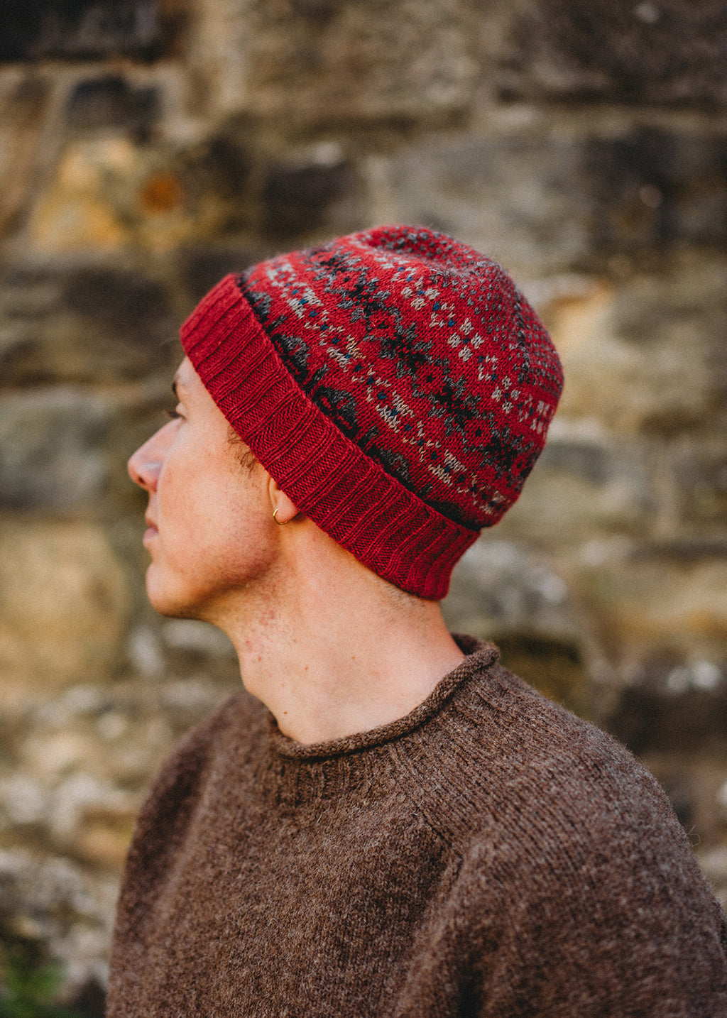 Shetland Fair Isle Beanie Red