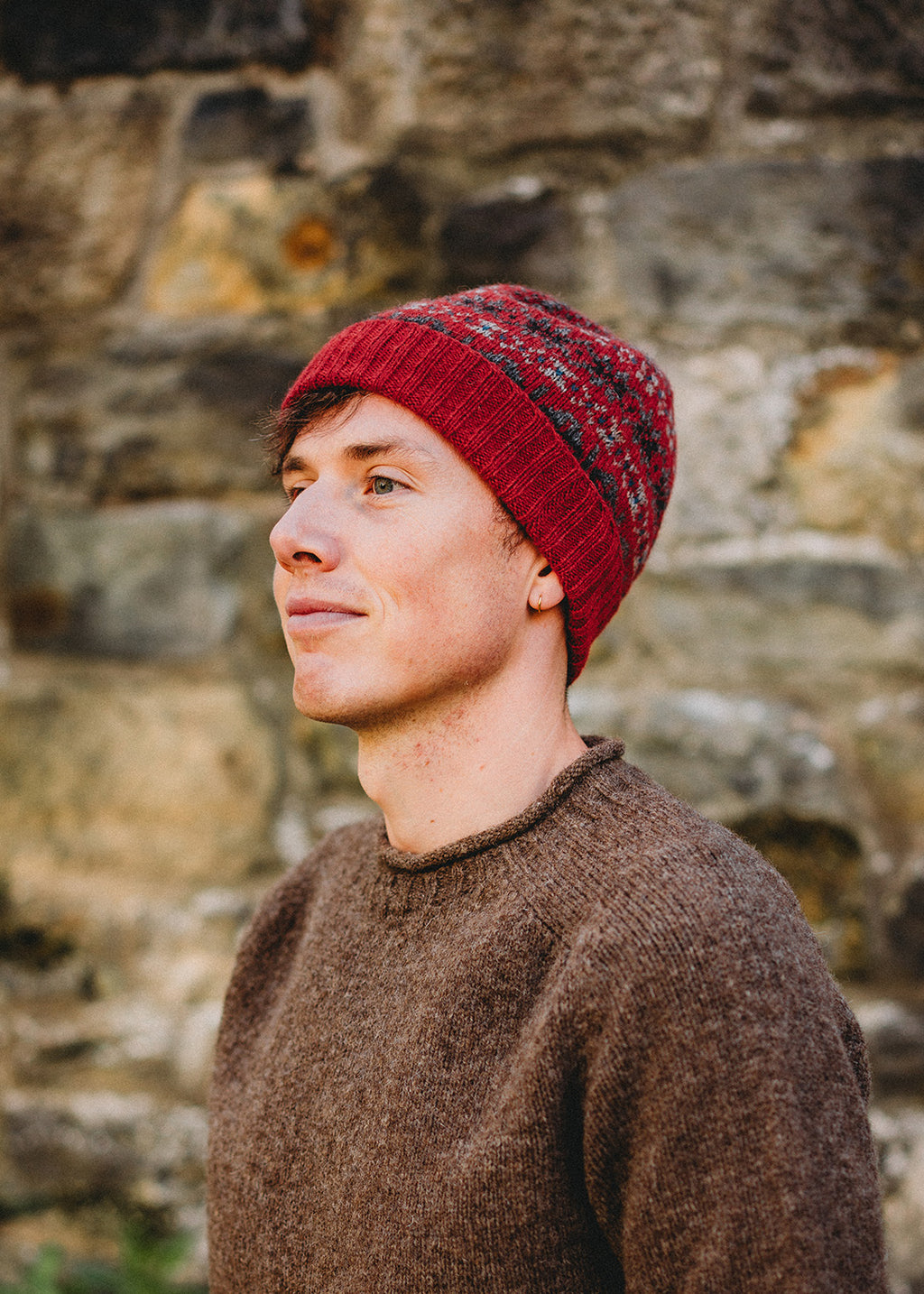Shetland Fair Isle Beanie Red