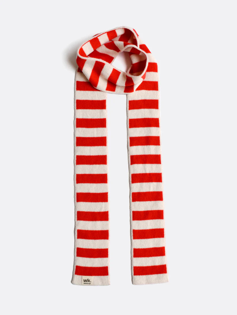 Skinny Stripe Scarf Fire Red