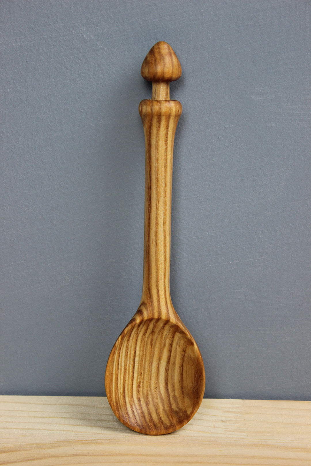 hand carved spice spoon in ash wood