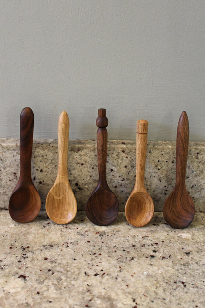  Spice spoons hand carved from Elm, Walnut and Oak in Fife. Scottish Textiles Showcase