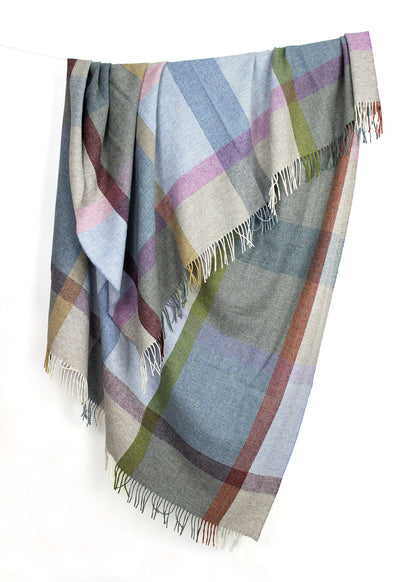 Wool throw with pastel check. Scottish Textiles Showcase.