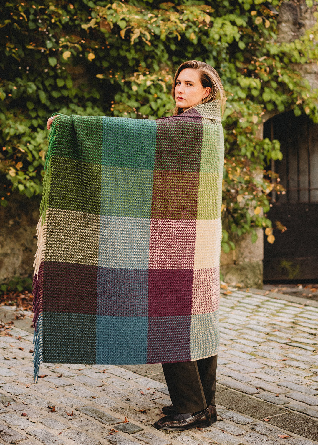Waffle Patchwork Blanket Seagrass