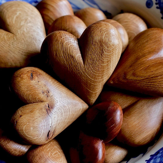 hand carved wooden hearts made from Scottish wood