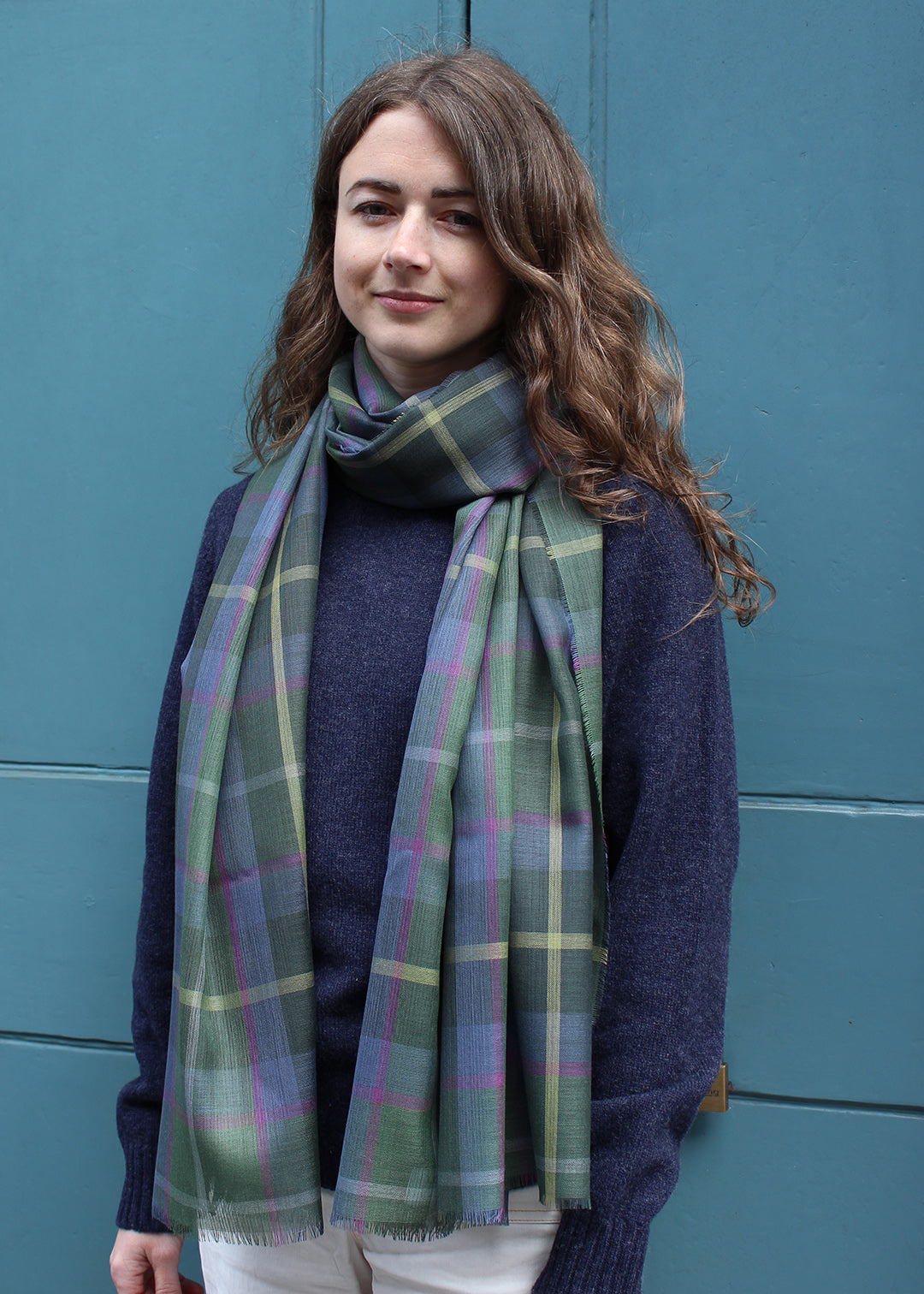 Alba superfine lambswool stole in the Forsyth Green tartan.