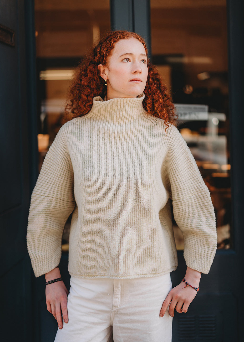 Natural white shetland wool jumper.