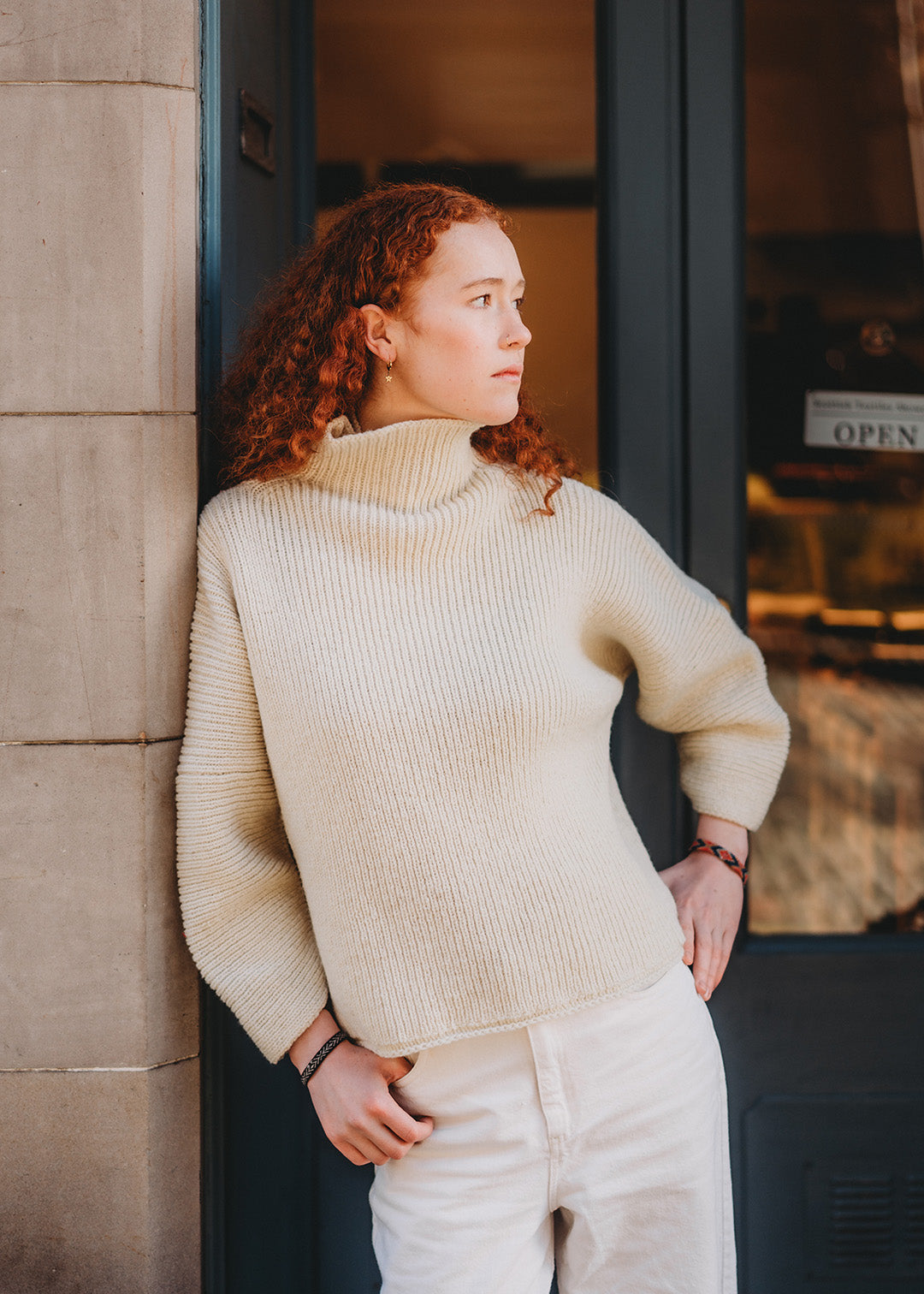 Natural white shetland wool jumper.