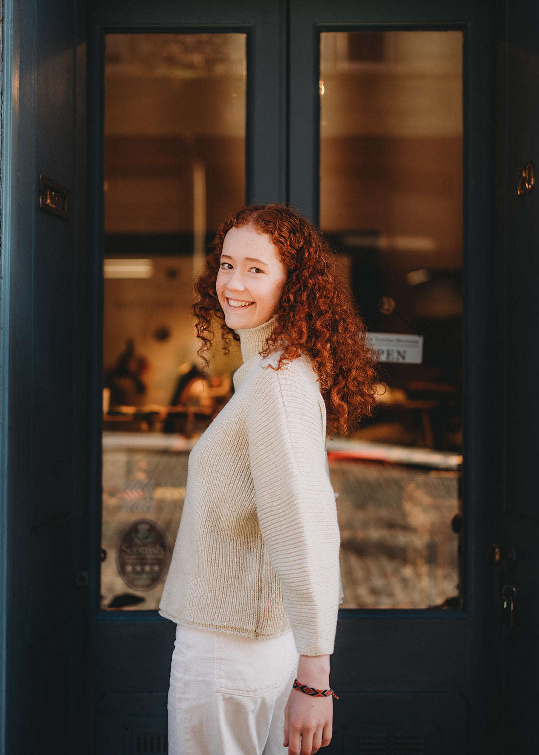 Natural white shetland wool jumper.