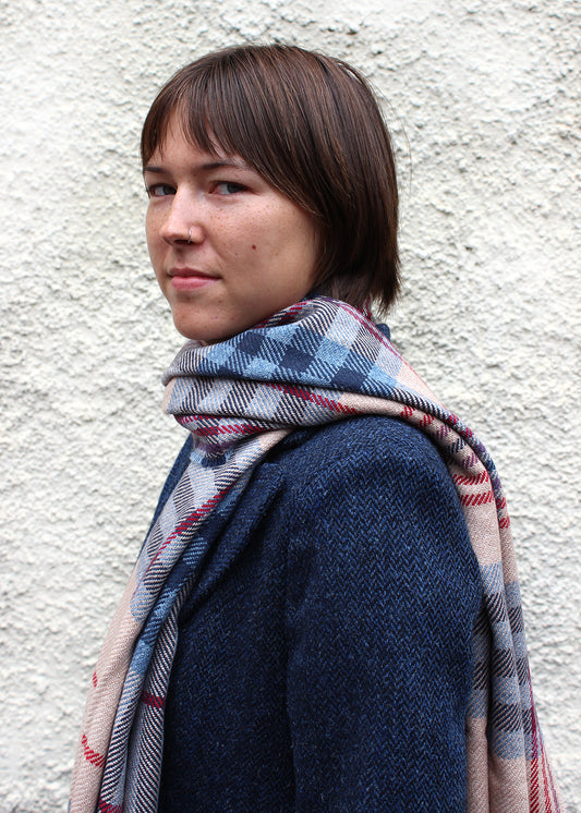 Bramble Plaid Wool Cotton Blanket Scarf
