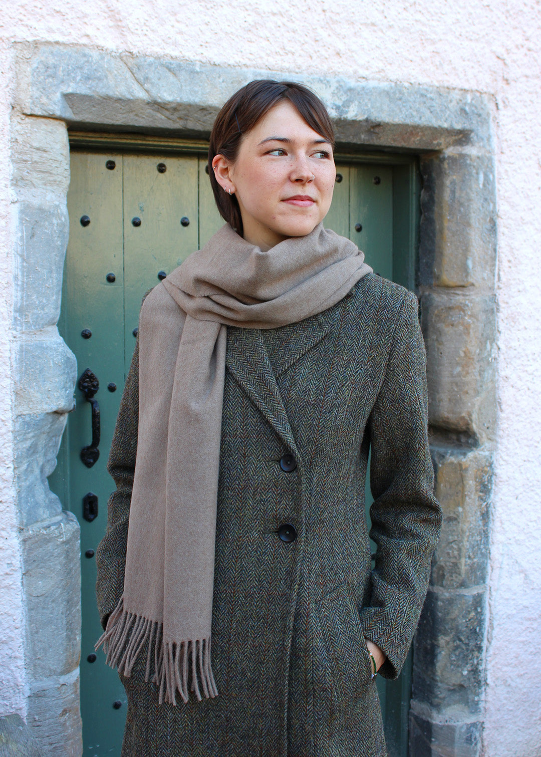 Camel Wide Cashmere Scarf