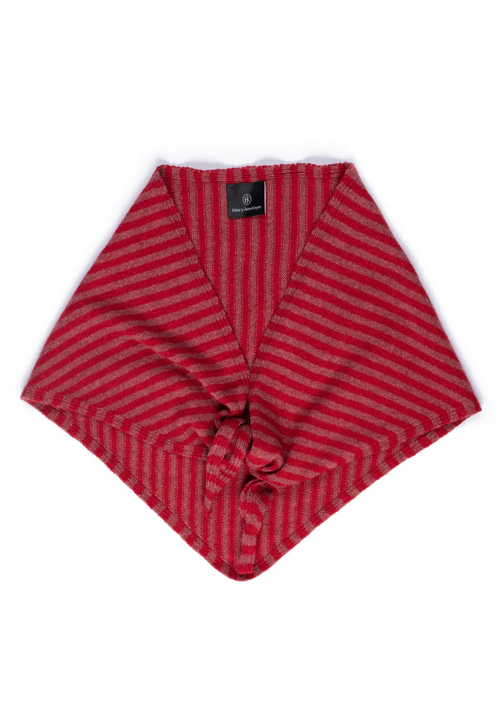 Knitted lambswool triangle scarf in cinder stripe.