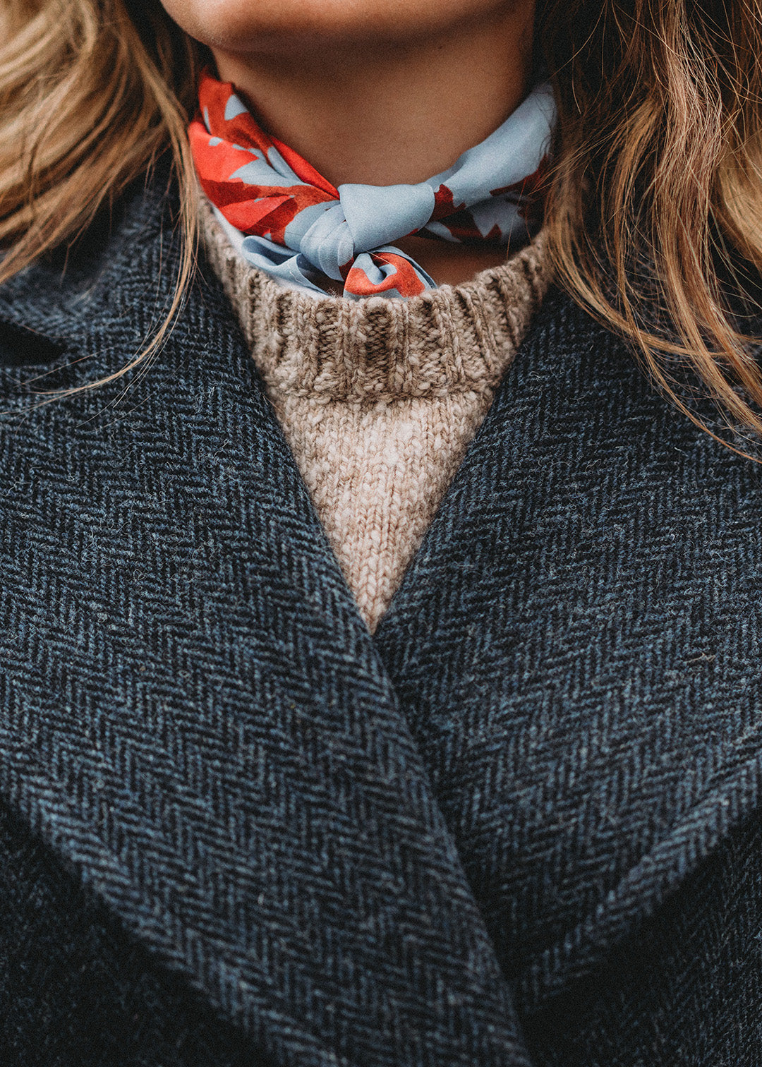 Harris Tweed Navy Herringbone Scarf - Handmade Pure Wool Harris Tweed Navy Herringbone Scarf - Handmade Pure Wool