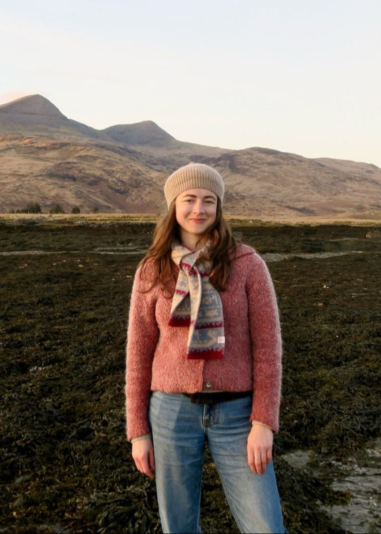 Ellen standing on the shore on the Isle of Mull