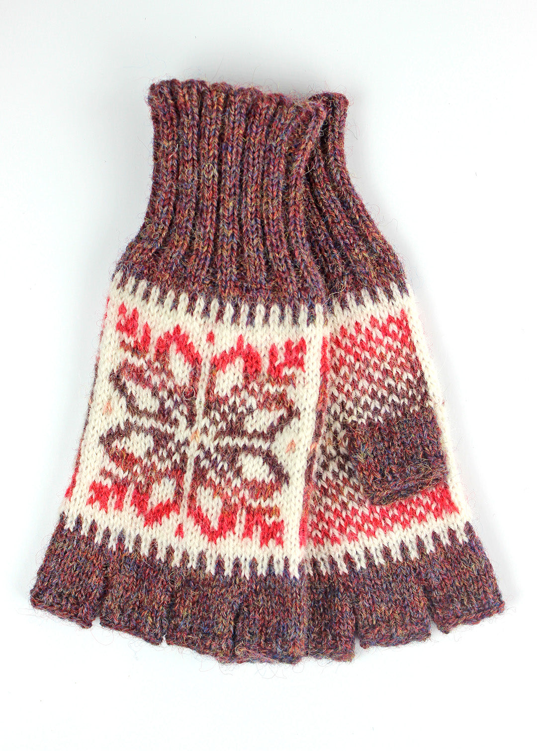 Shetland Fair Isle Fingerless Gloves Pink